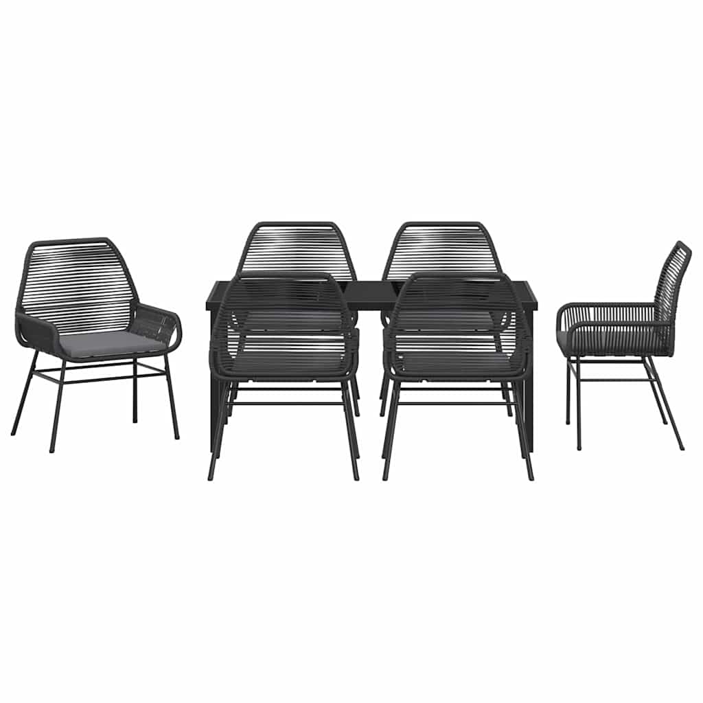 Kert étkező szett párnával 7 pcs Fekete polirattan