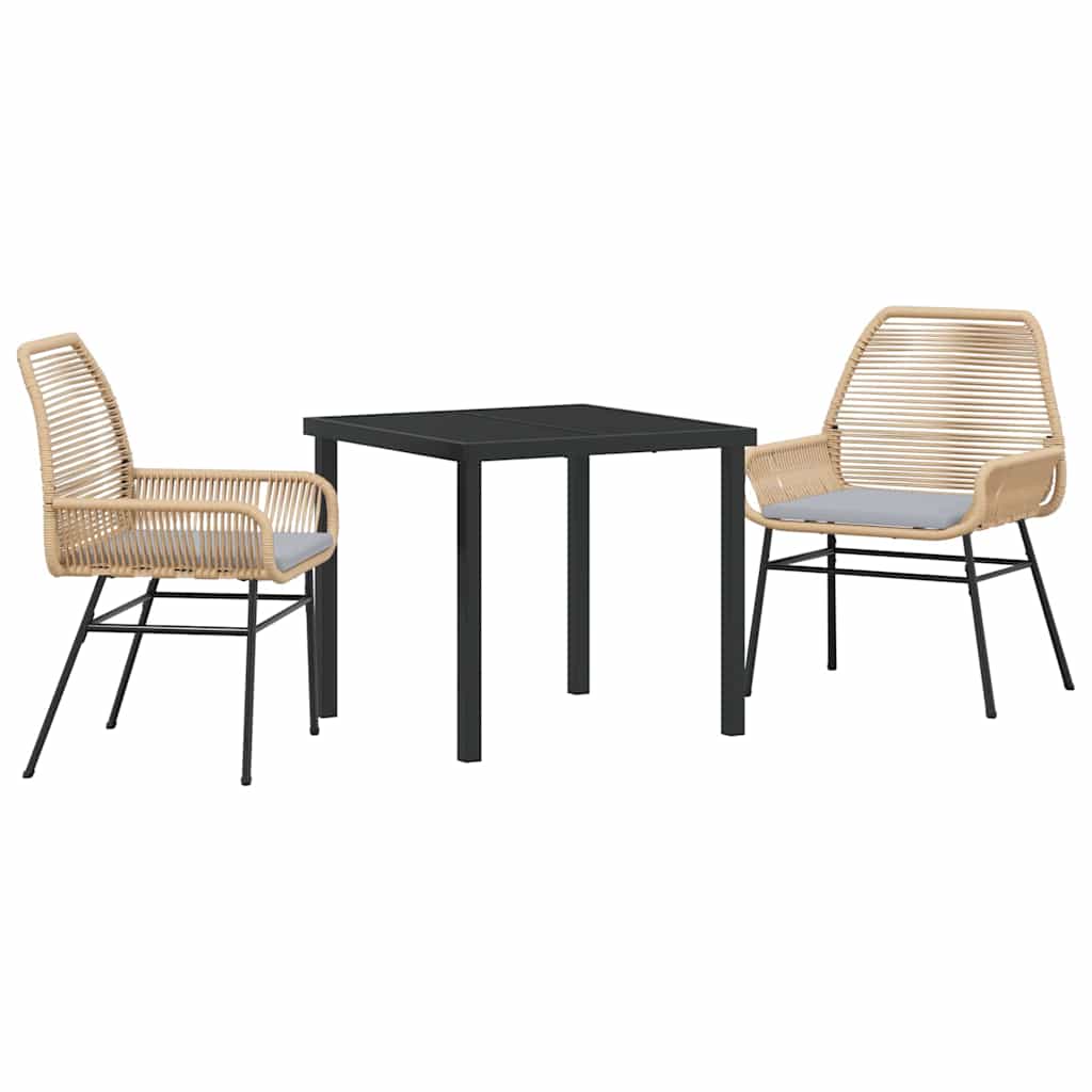 Kert étkező szett párnával 3 pcs Barna polirattan