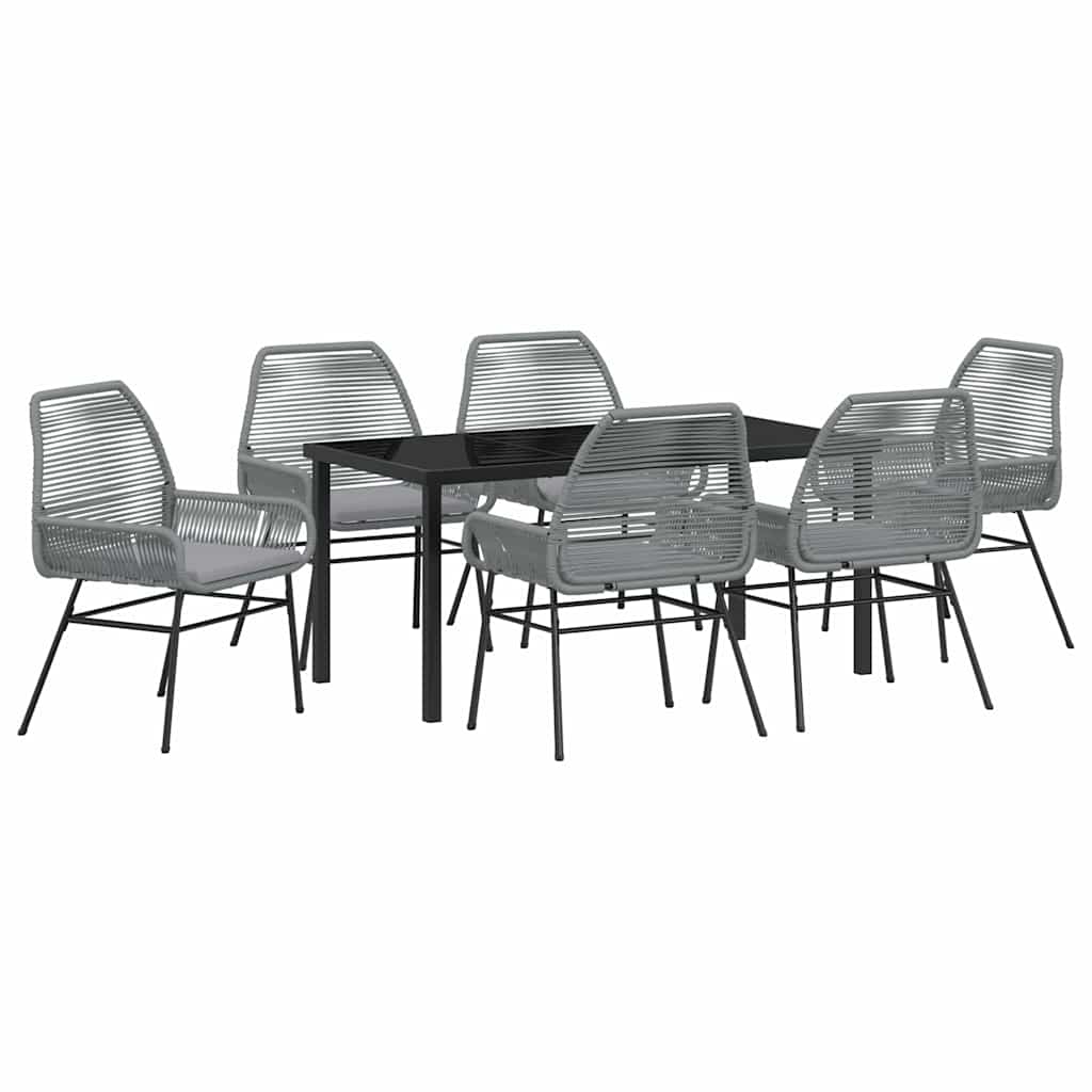 Kert étkező szett párnával 7 pcs Szürke polirattan