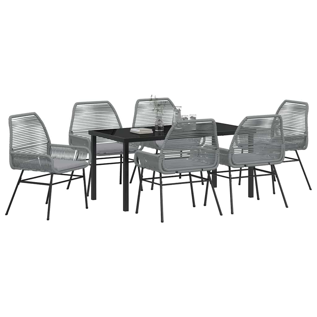 Kert étkező szett párnával 7 pcs Szürke polirattan