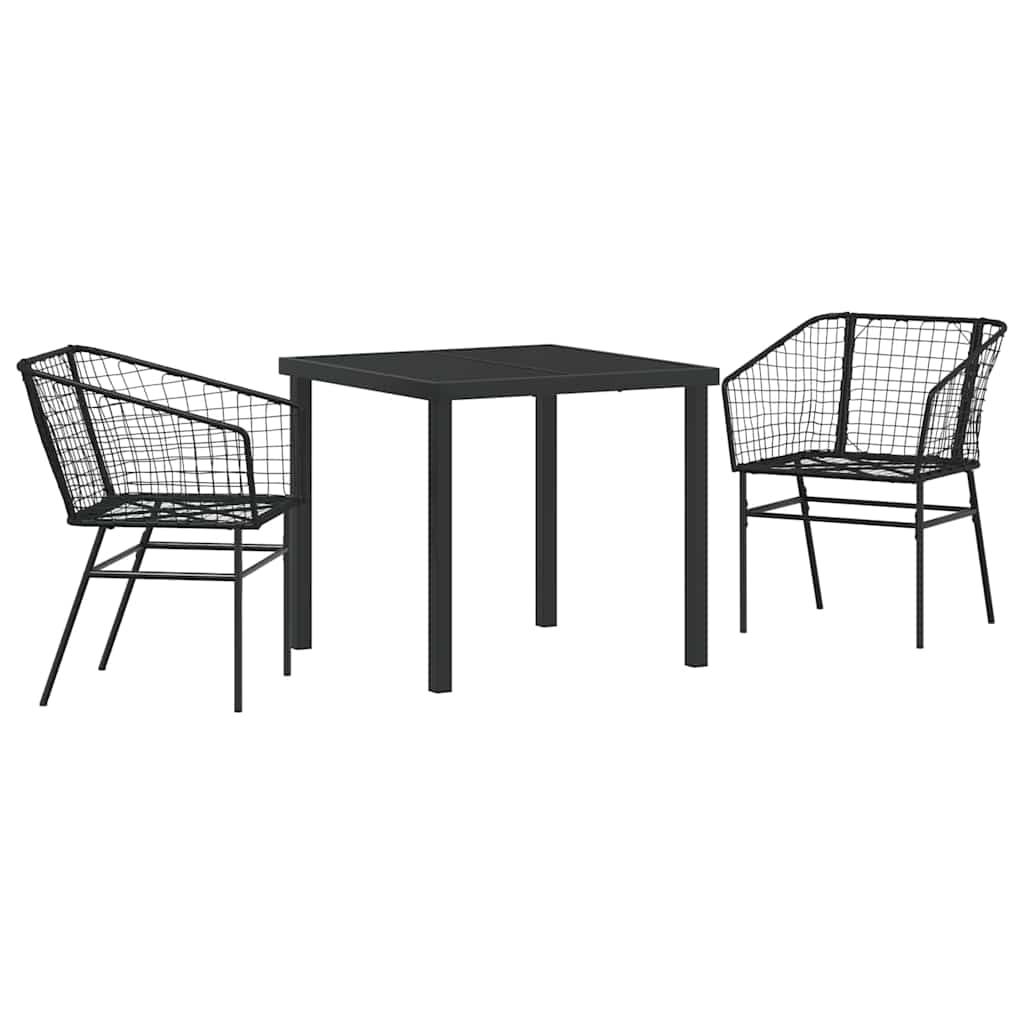 Kert étkező szett 3 pcs Fekete polirattan