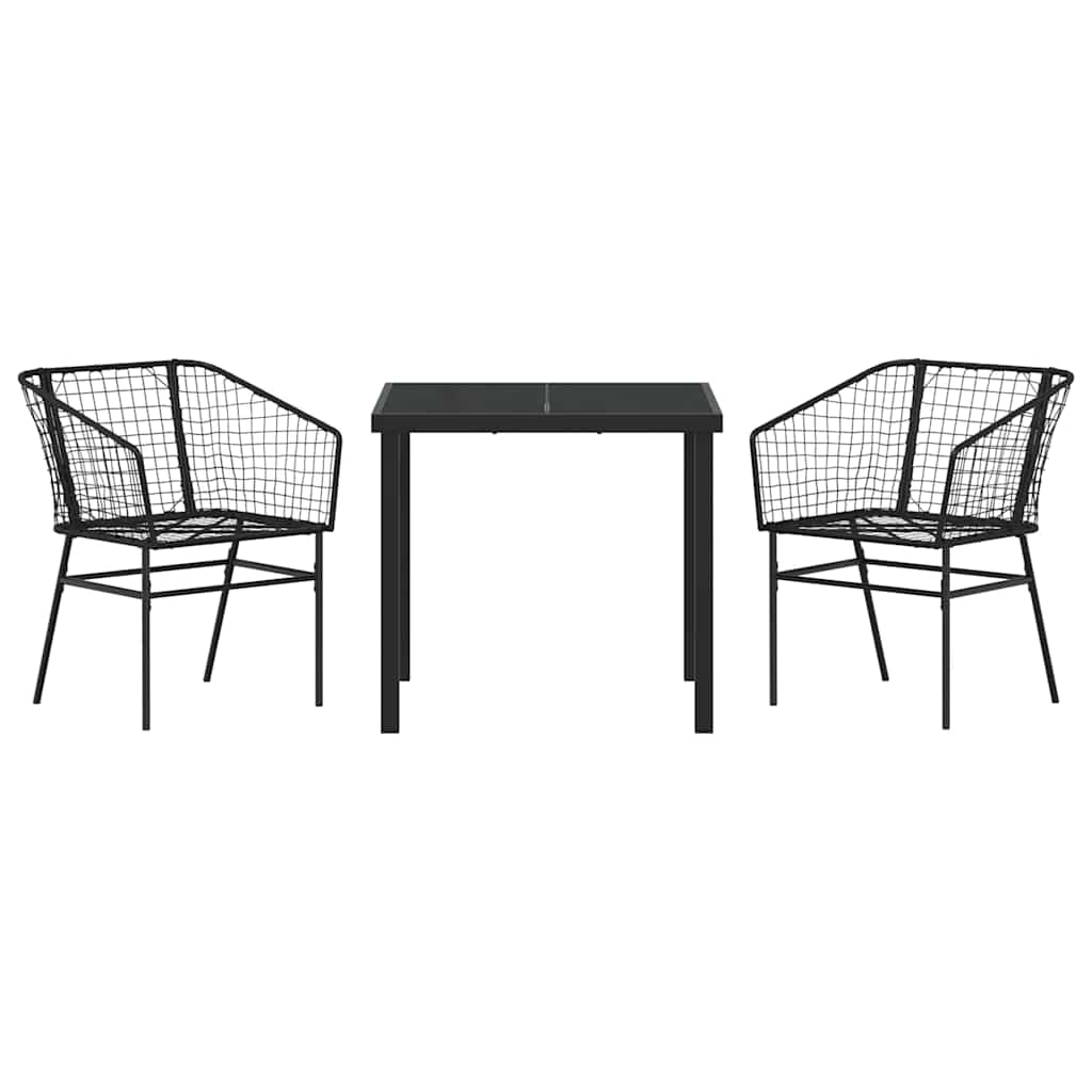 Kert étkező szett 3 pcs Fekete polirattan