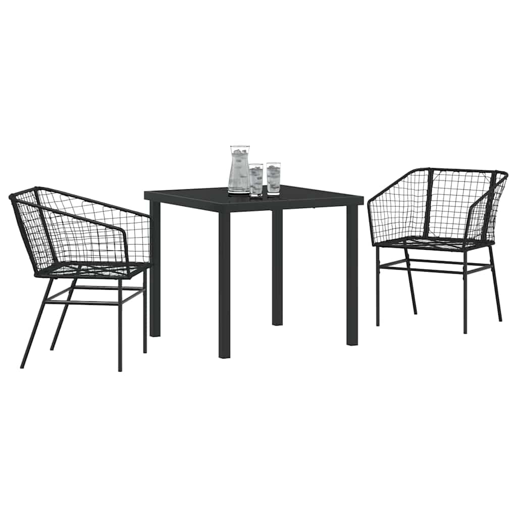 Kert étkező szett 3 pcs Fekete polirattan