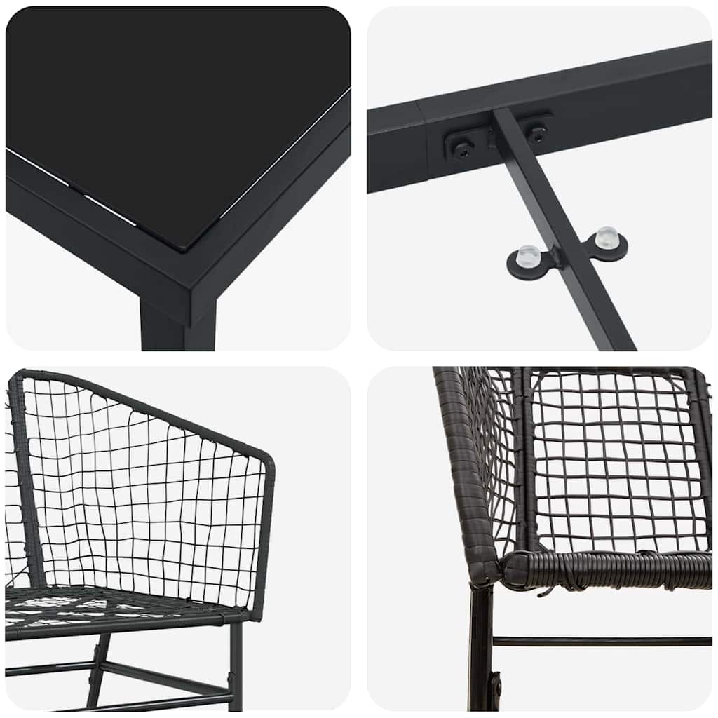 Kert étkező szett 5 pcs Fekete polirattan
