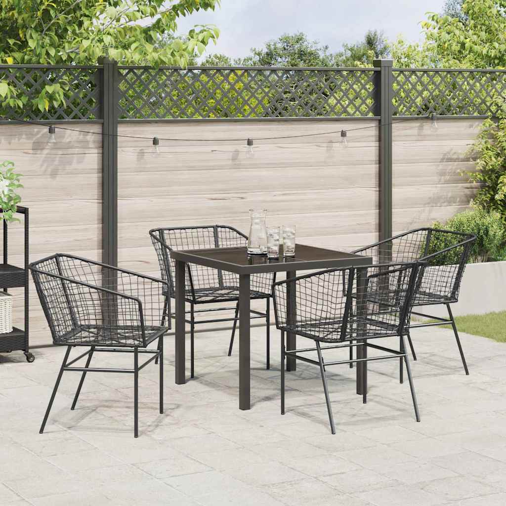 Kert étkező szett 5 pcs Fekete polirattan