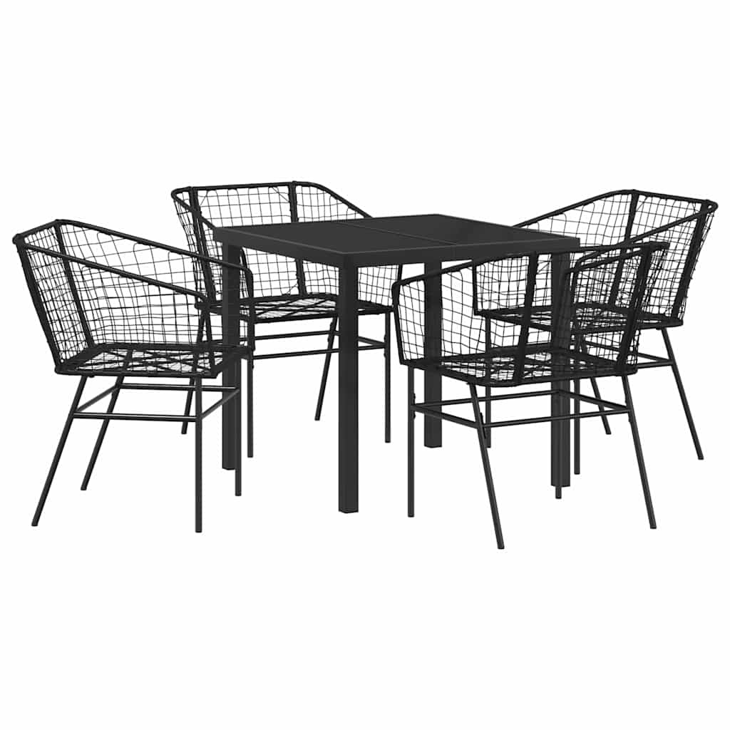Kert étkező szett 5 pcs Fekete polirattan
