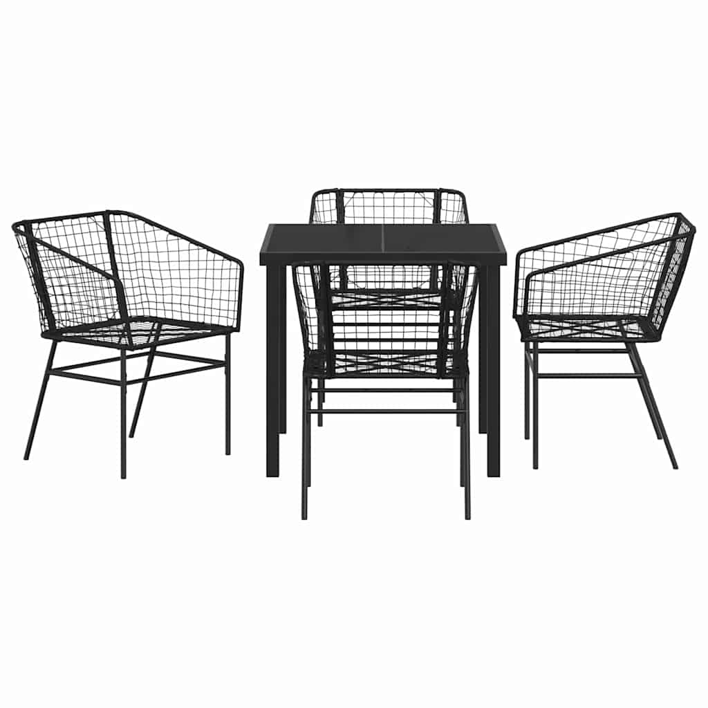 Kert étkező szett 5 pcs Fekete polirattan