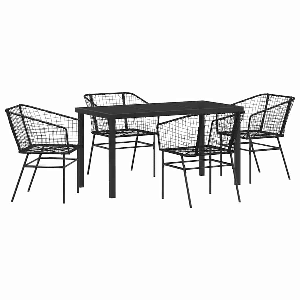 Kert étkező szett 5 pcs Fekete polirattan
