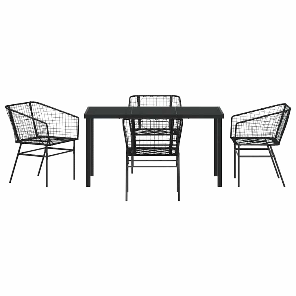 Kert étkező szett 5 pcs Fekete polirattan