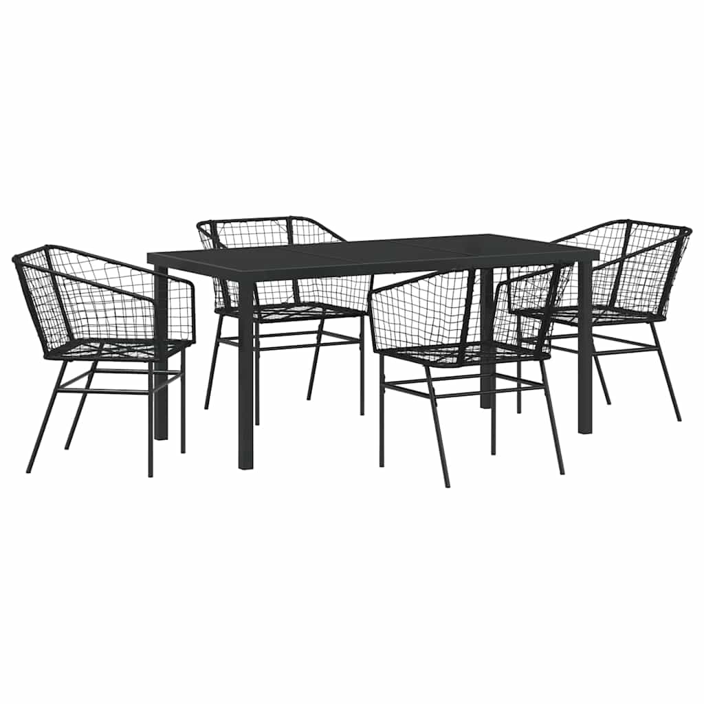 Kert étkező szett 5 pcs Fekete polirattan