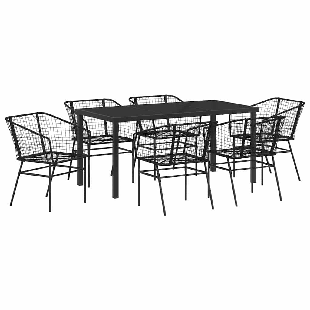 Kert étkező szett 7 pcs Fekete polirattan