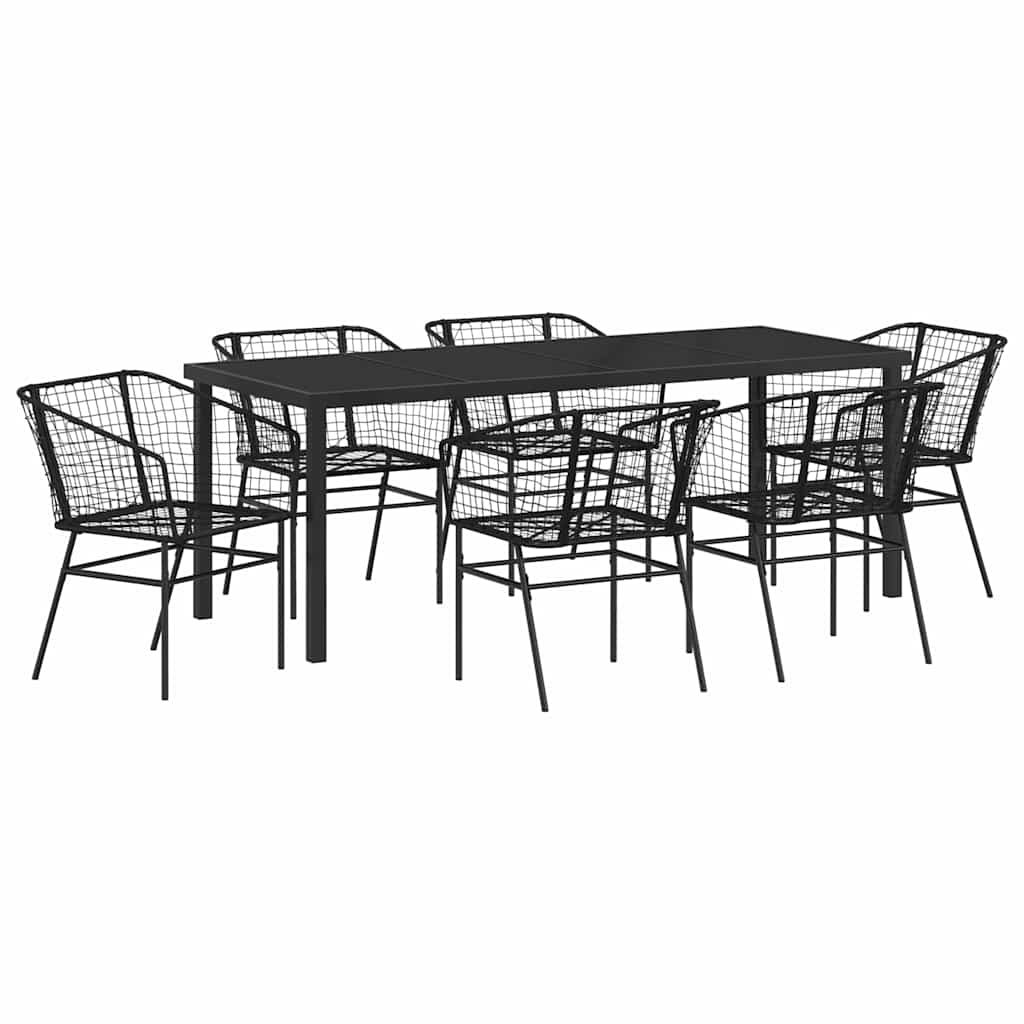 Kert étkező szett 7 pcs Fekete polirattan