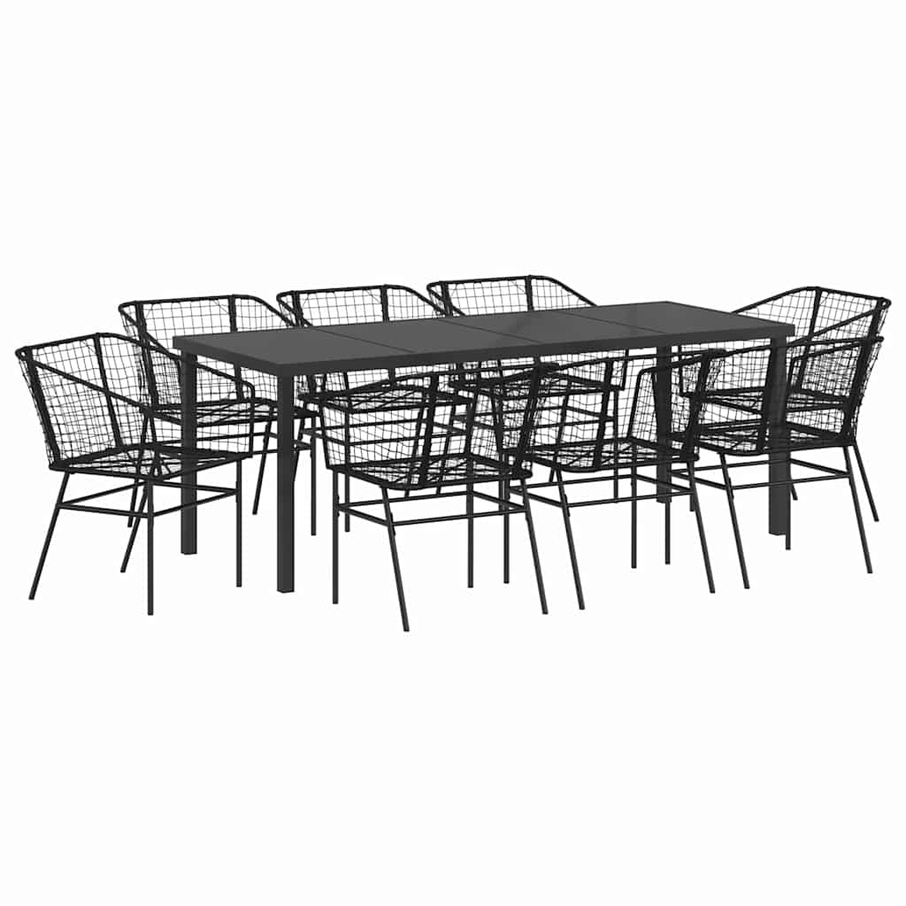 Kert étkező szett 9 pcs Fekete polirattan