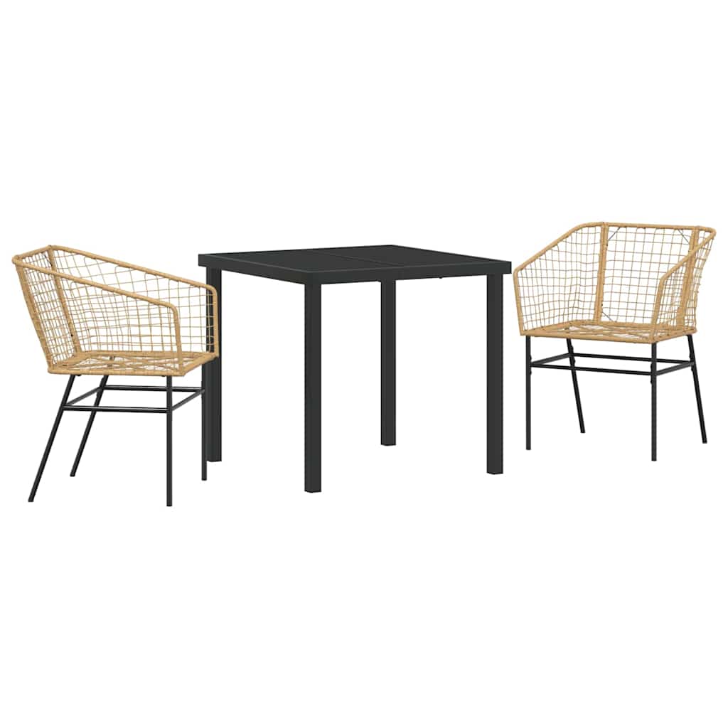 Kert étkező szett 3 pcs Barna polirattan