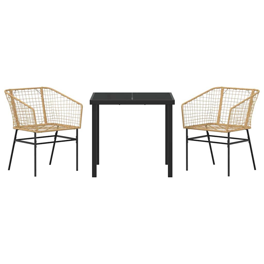 Kert étkező szett 3 pcs Barna polirattan