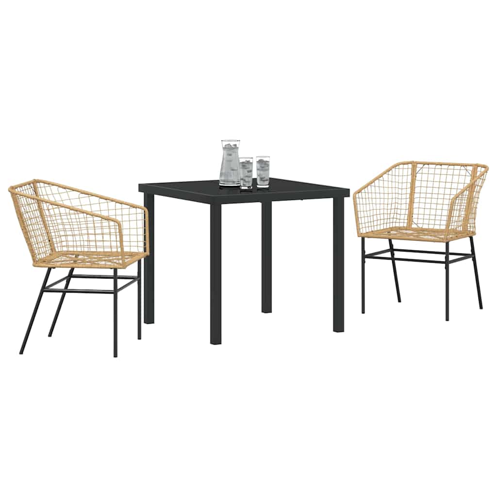 Kert étkező szett 3 pcs Barna polirattan