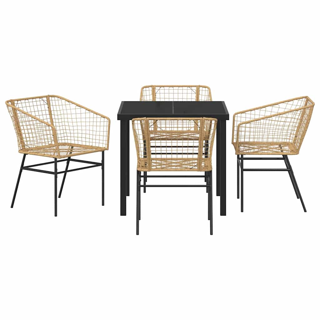Kert étkező szett 5 pcs Barna polirattan