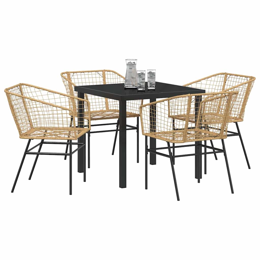 Kert étkező szett 5 pcs Barna polirattan