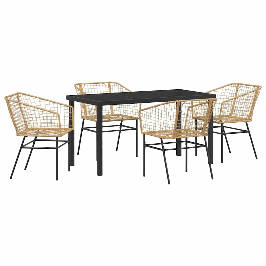 Kert étkező szett 5 pcs Barna polirattan