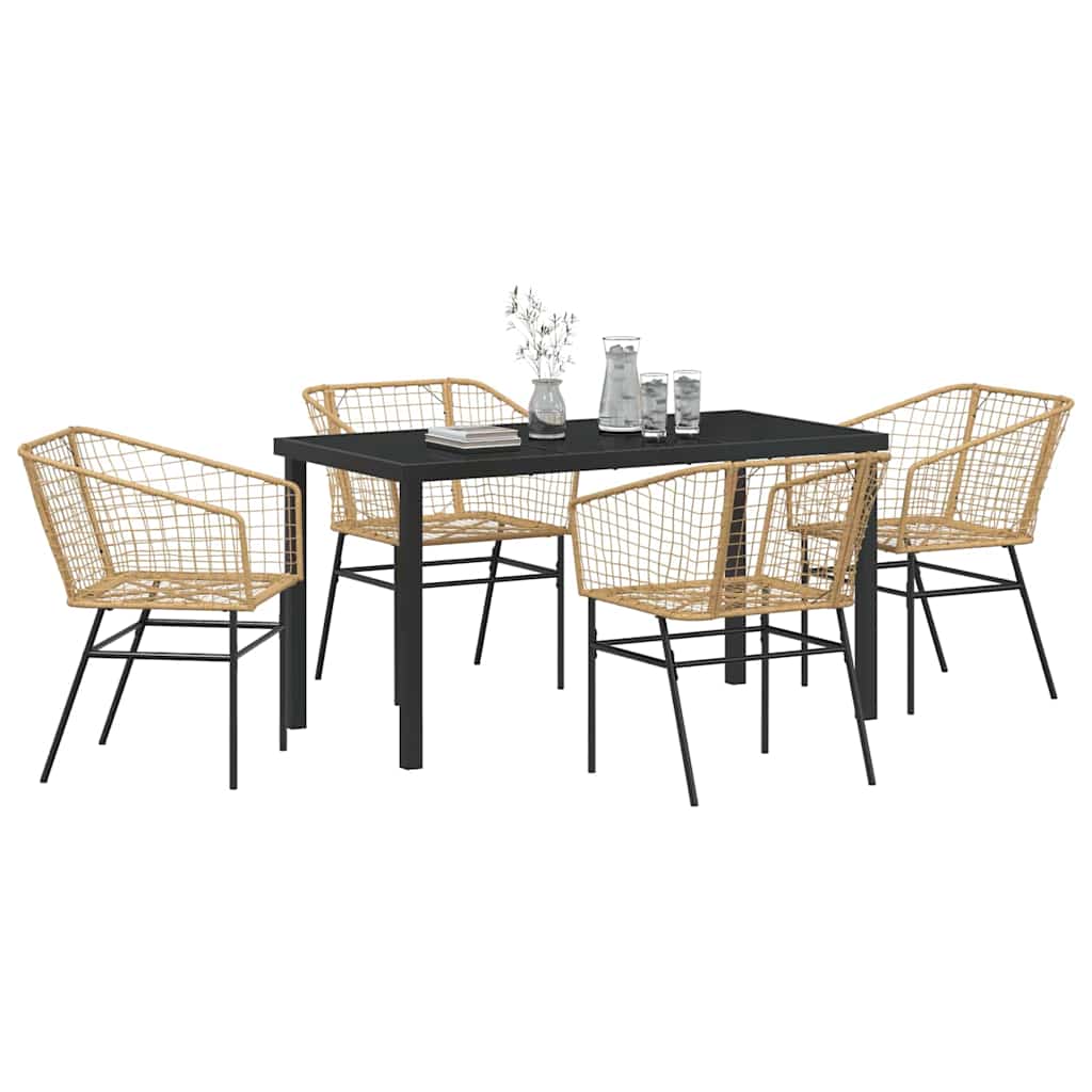 Kert étkező szett 5 pcs Barna polirattan