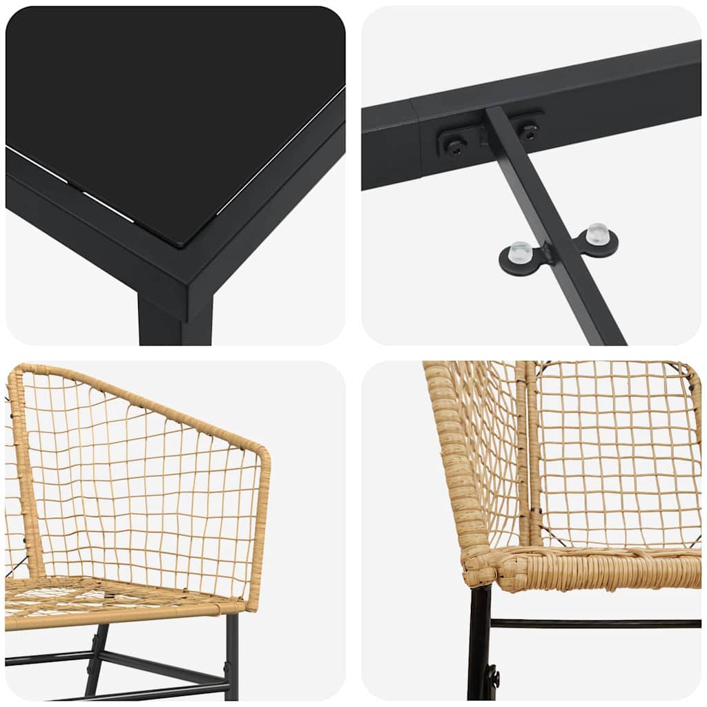 Kert étkező szett 5 pcs Barna polirattan