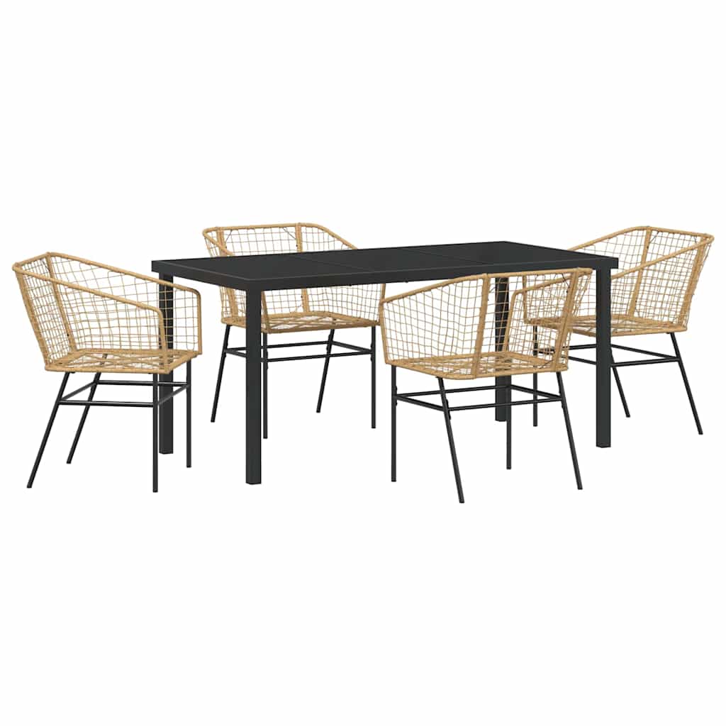 Kert étkező szett 5 pcs Barna polirattan