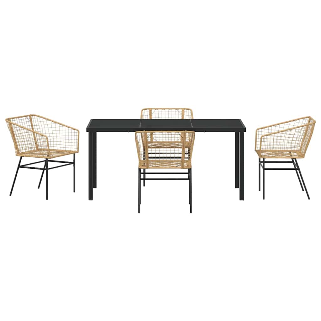 Kert étkező szett 5 pcs Barna polirattan