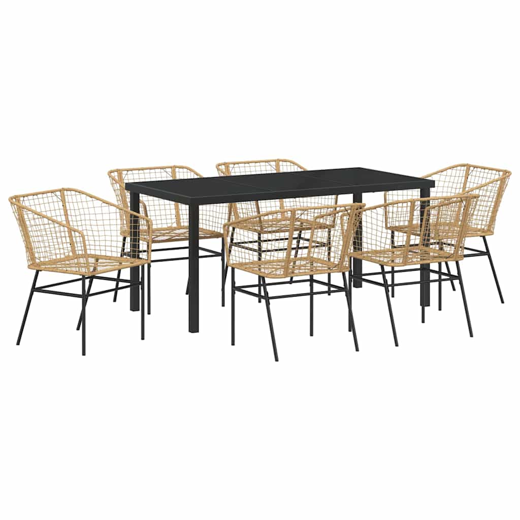 Kert étkező szett 7 pcs Barna polirattan