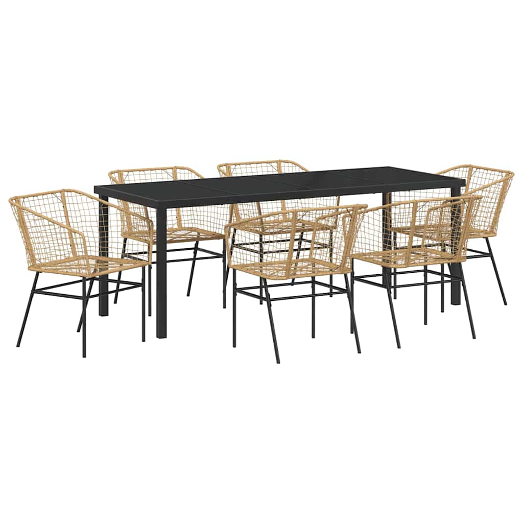 Kert étkező szett 7 pcs Barna polirattan