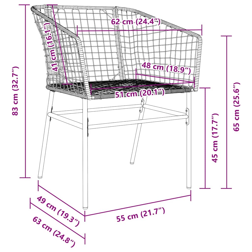 Kert étkező szett 7 pcs Barna polirattan