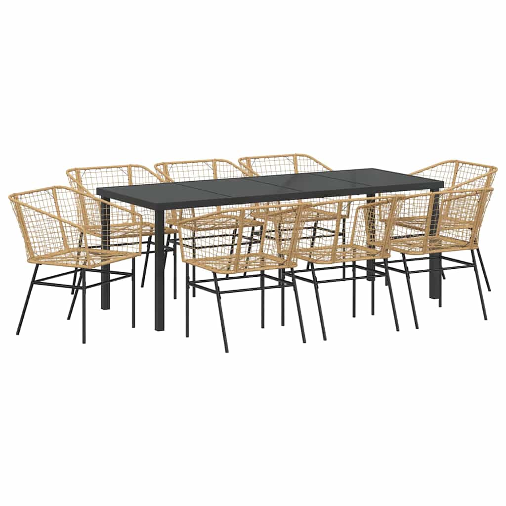 Kert étkező szett 9 pcs Barna polirattan