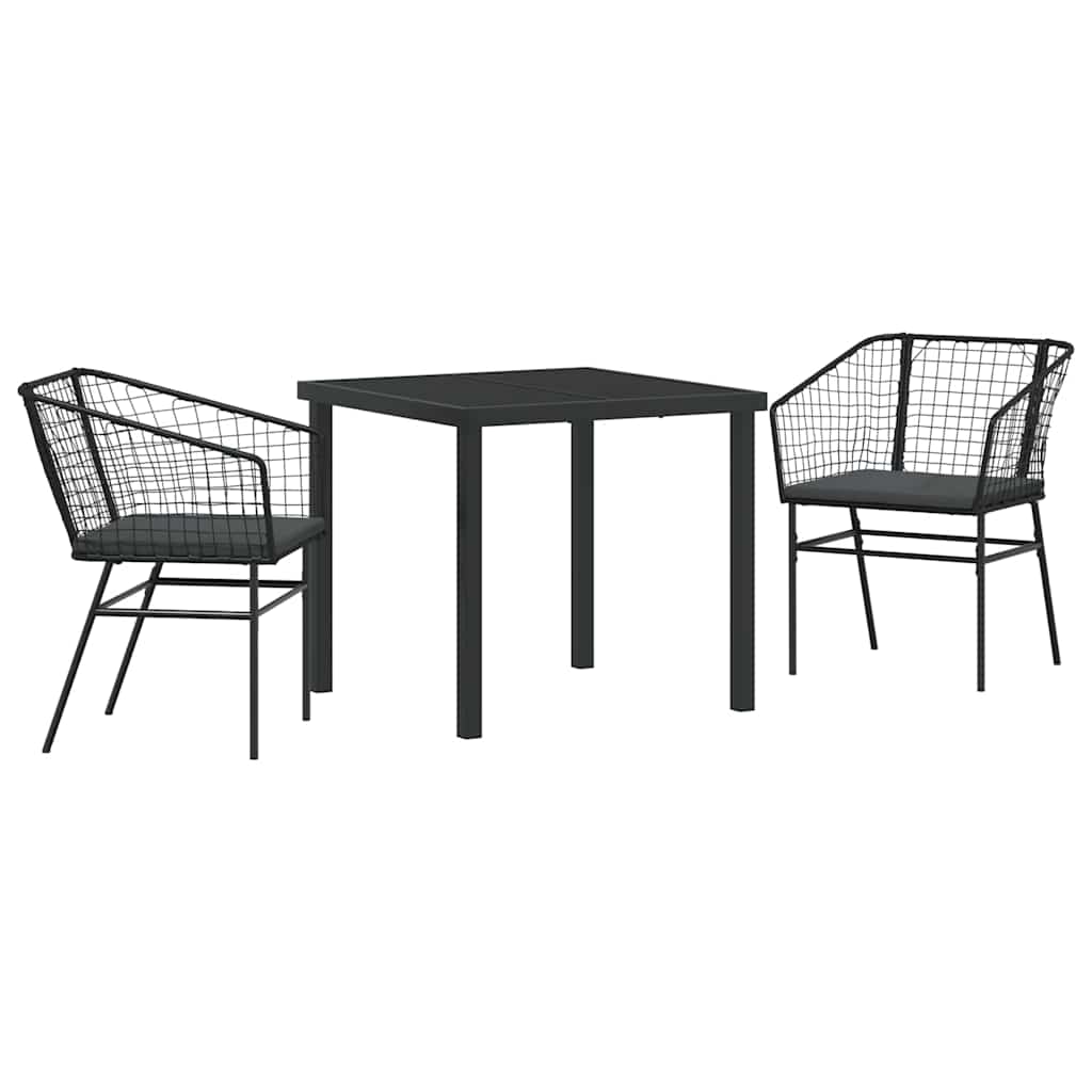 Kert étkező szett 3 pcs Fekete polirattan