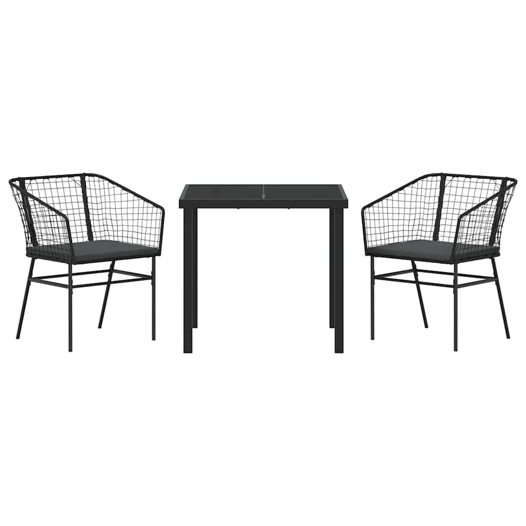 Kert étkező szett 3 pcs Fekete polirattan