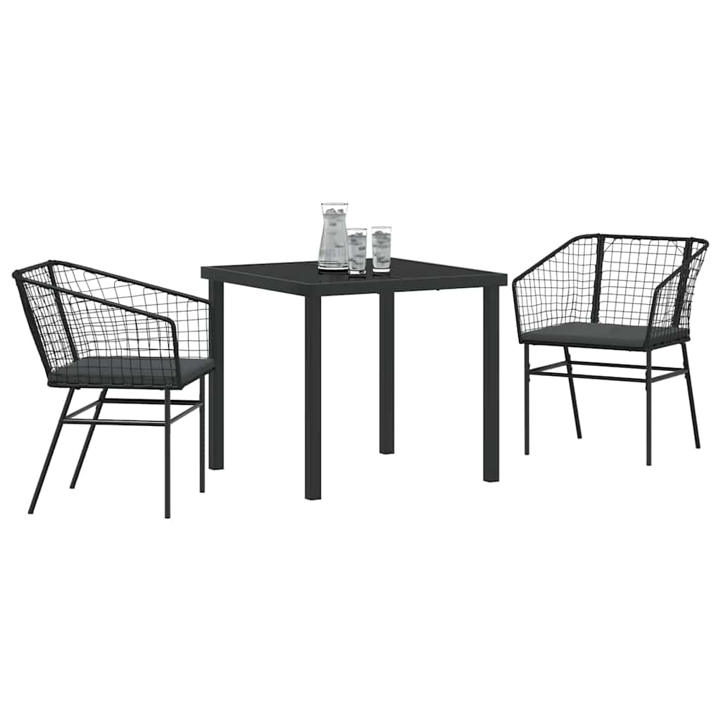Kert étkező szett 3 pcs Fekete polirattan