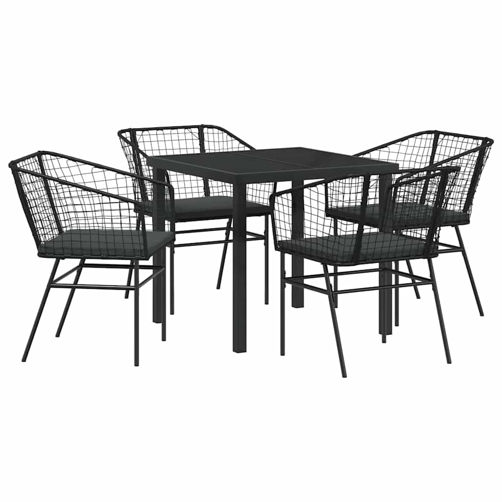 Kert étkező szett 5 pcs Fekete polirattan