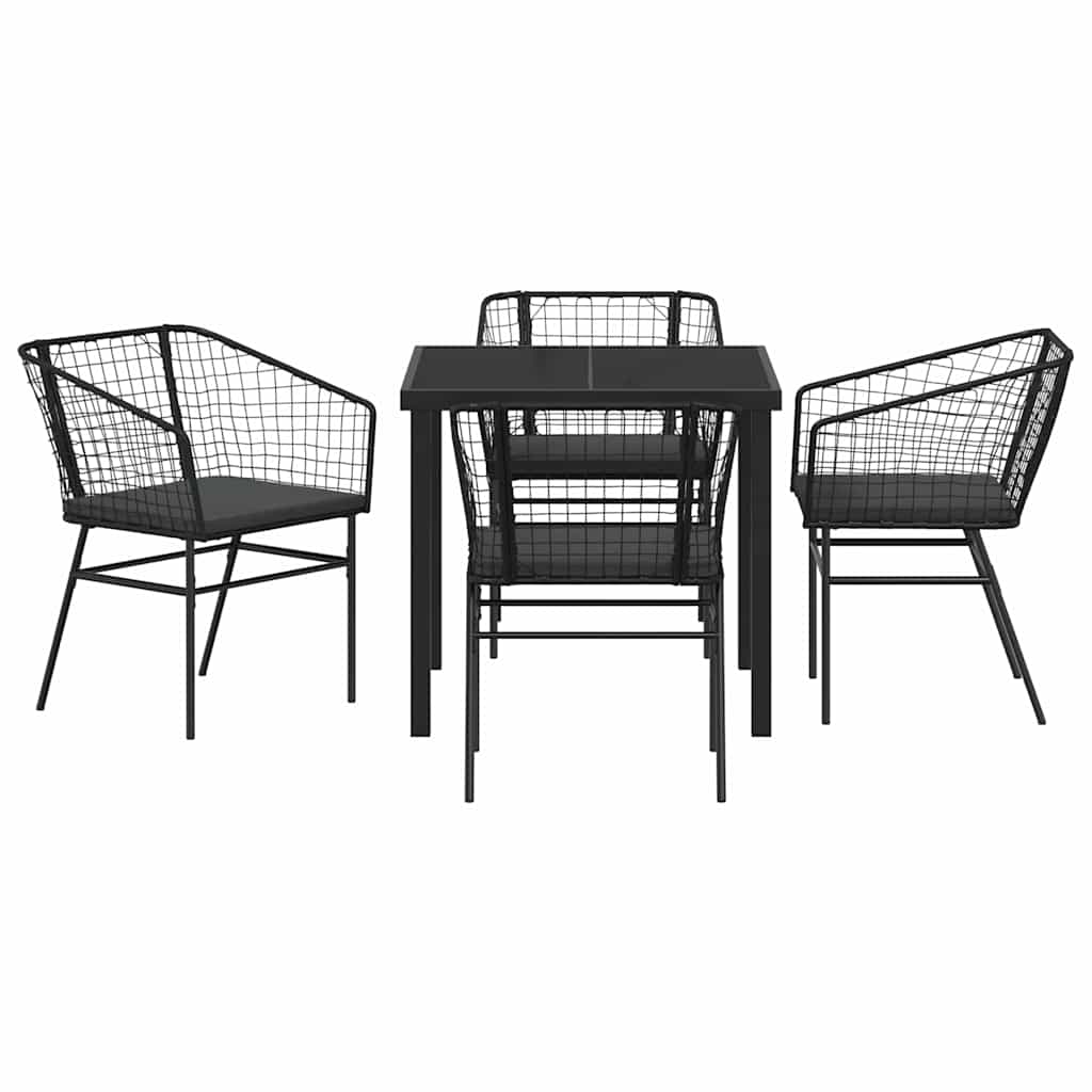 Kert étkező szett 5 pcs Fekete polirattan