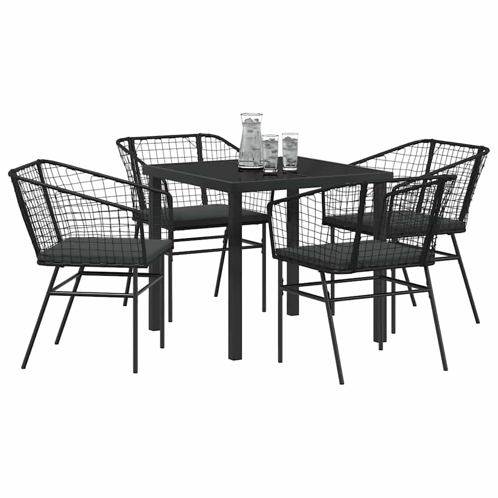 Kert étkező szett 5 pcs Fekete polirattan