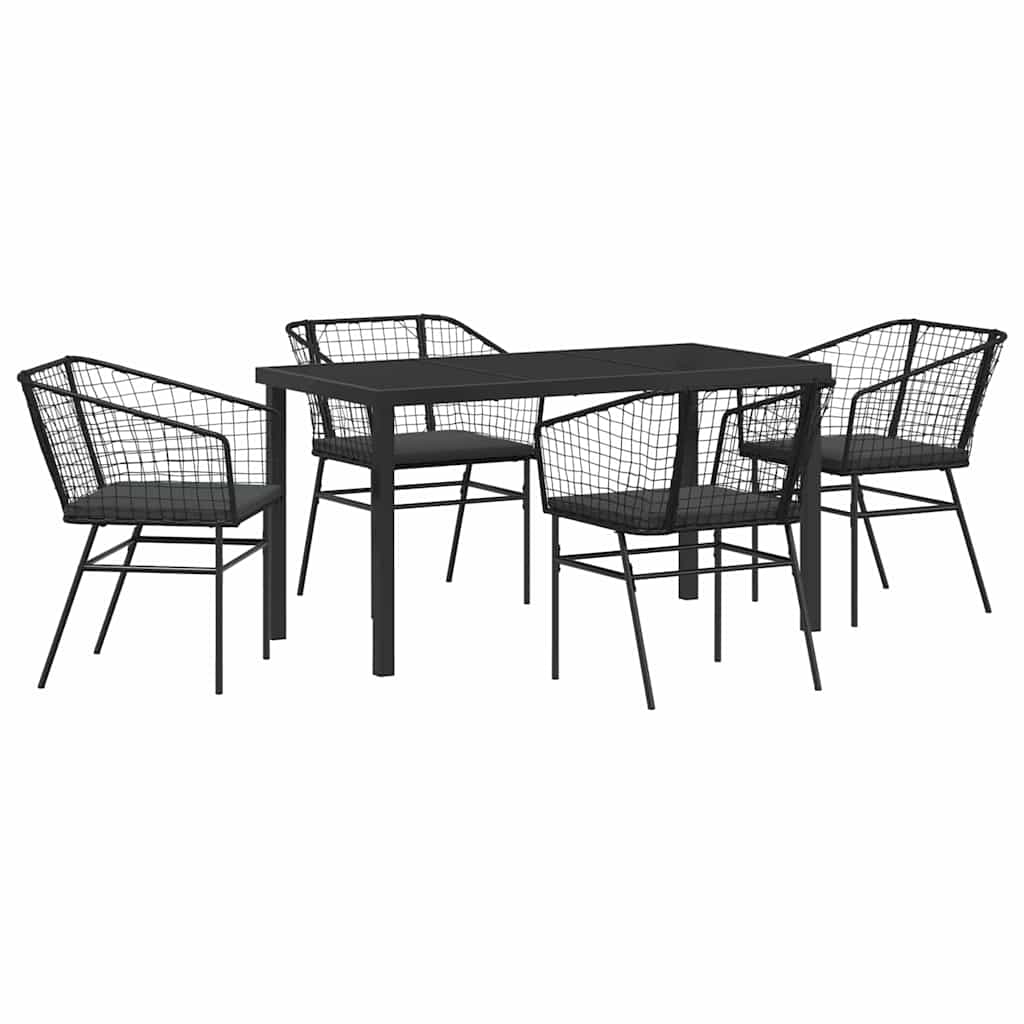 Kert étkező szett 5 pcs Fekete polirattan