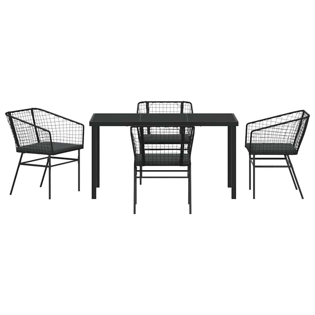 Kert étkező szett 5 pcs Fekete polirattan