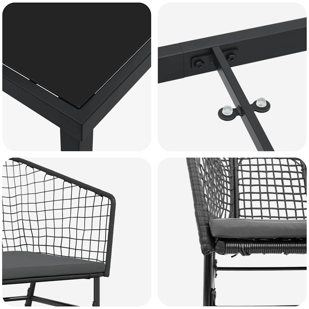 Kert étkező szett 5 pcs Fekete polirattan