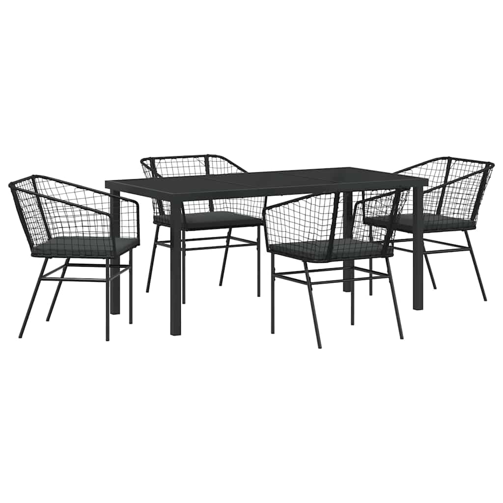 Kert étkező szett 5 pcs Fekete polirattan