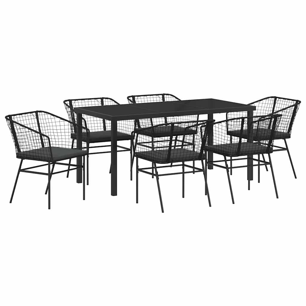Kert étkező szett 7 pcs Fekete polirattan