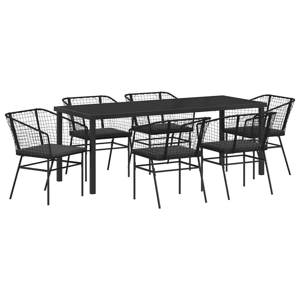 Kert étkező szett 7 pcs Fekete polirattan