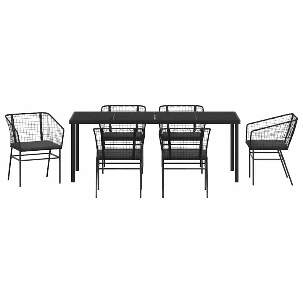 Kert étkező szett 7 pcs Fekete polirattan