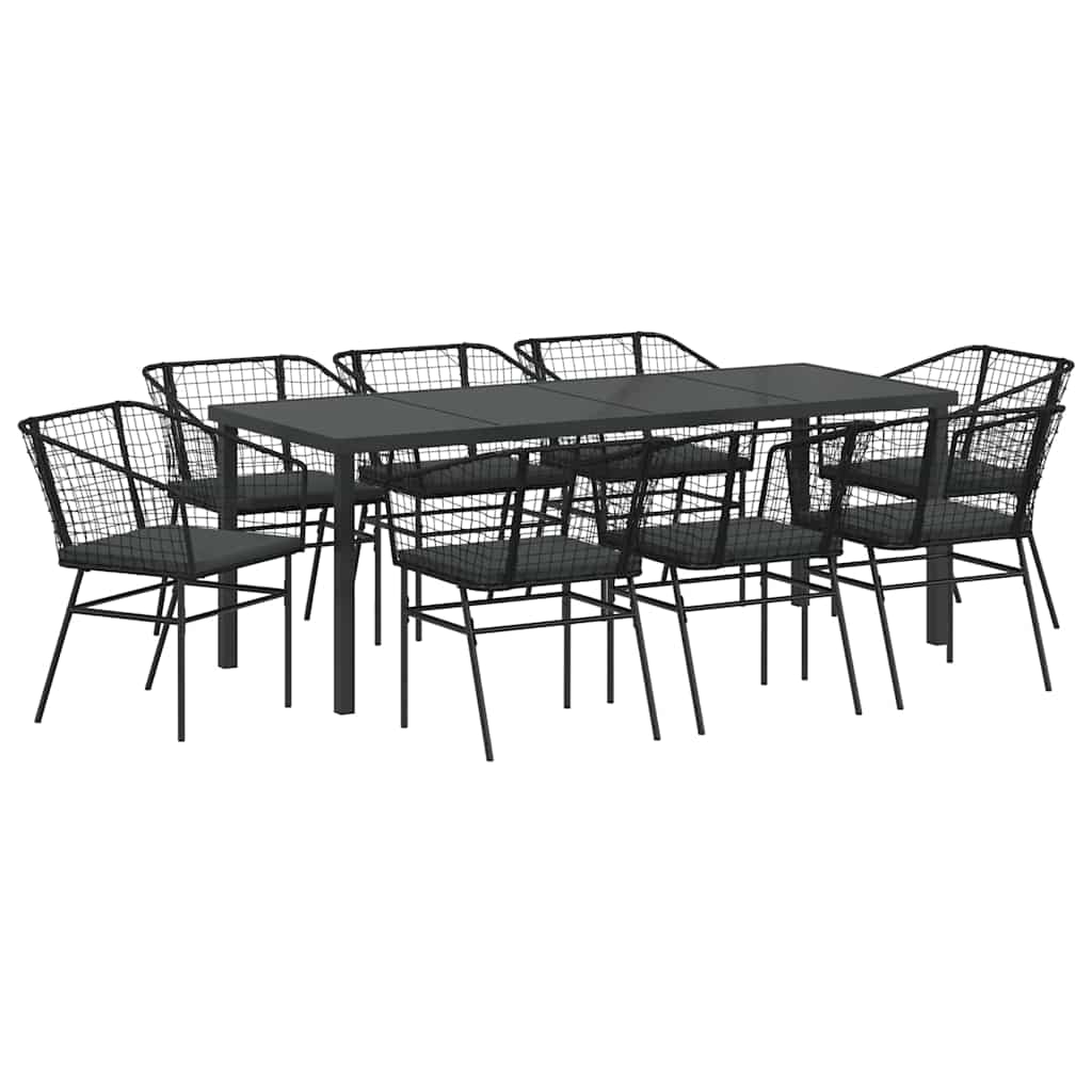 Kert étkező szett 9 pcs Fekete polirattan