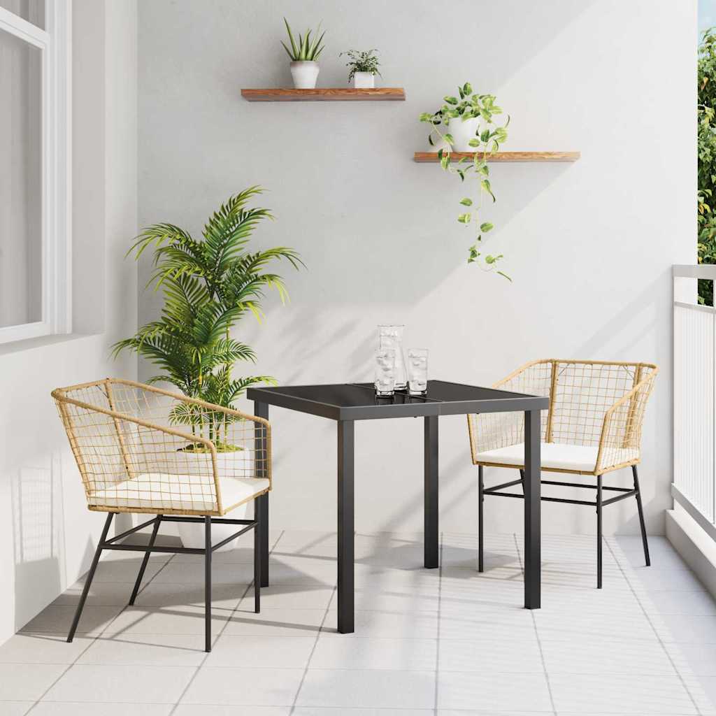 Kert étkező szett 3 pcs Barna polirattan
