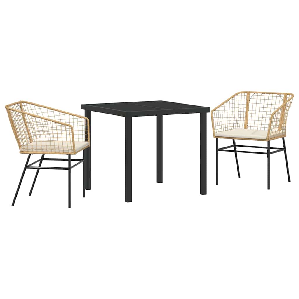 Kert étkező szett 3 pcs Barna polirattan