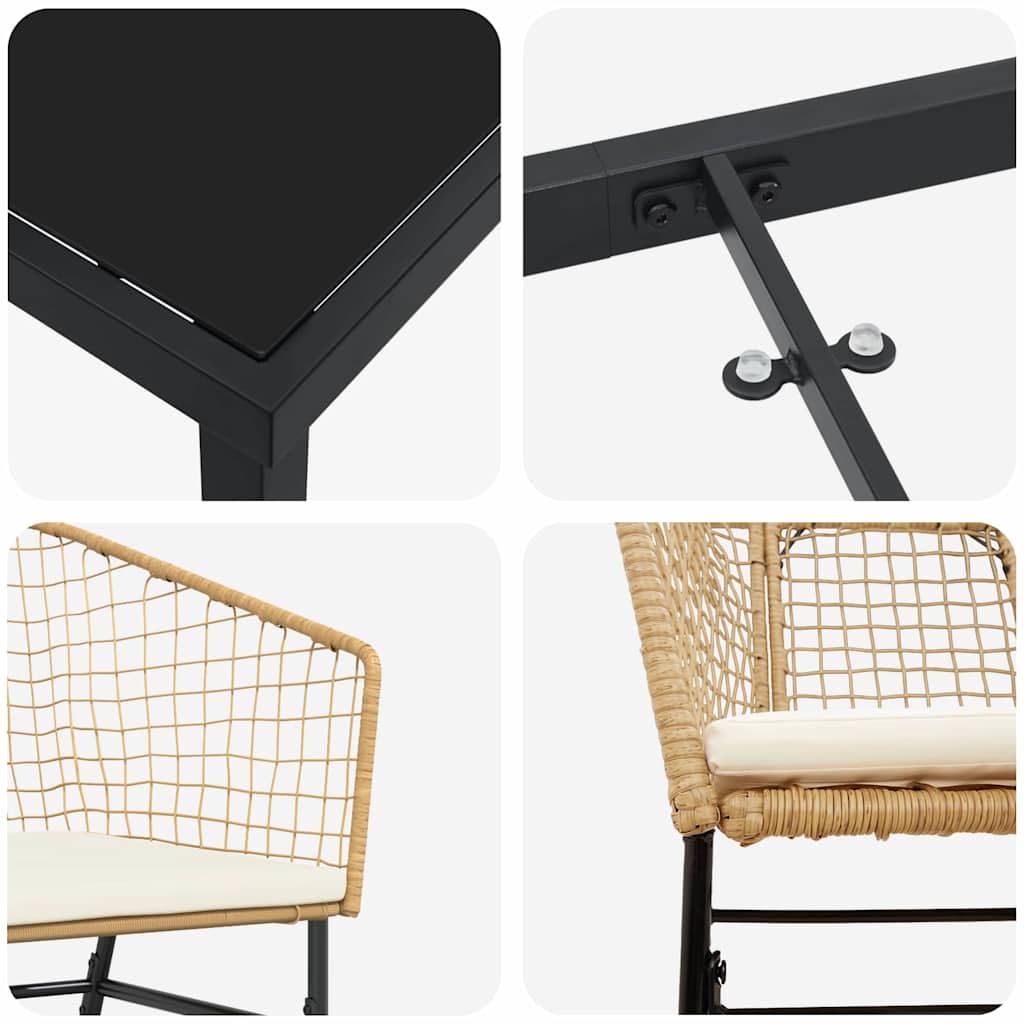 Kert étkező szett 5 pcs Barna polirattan