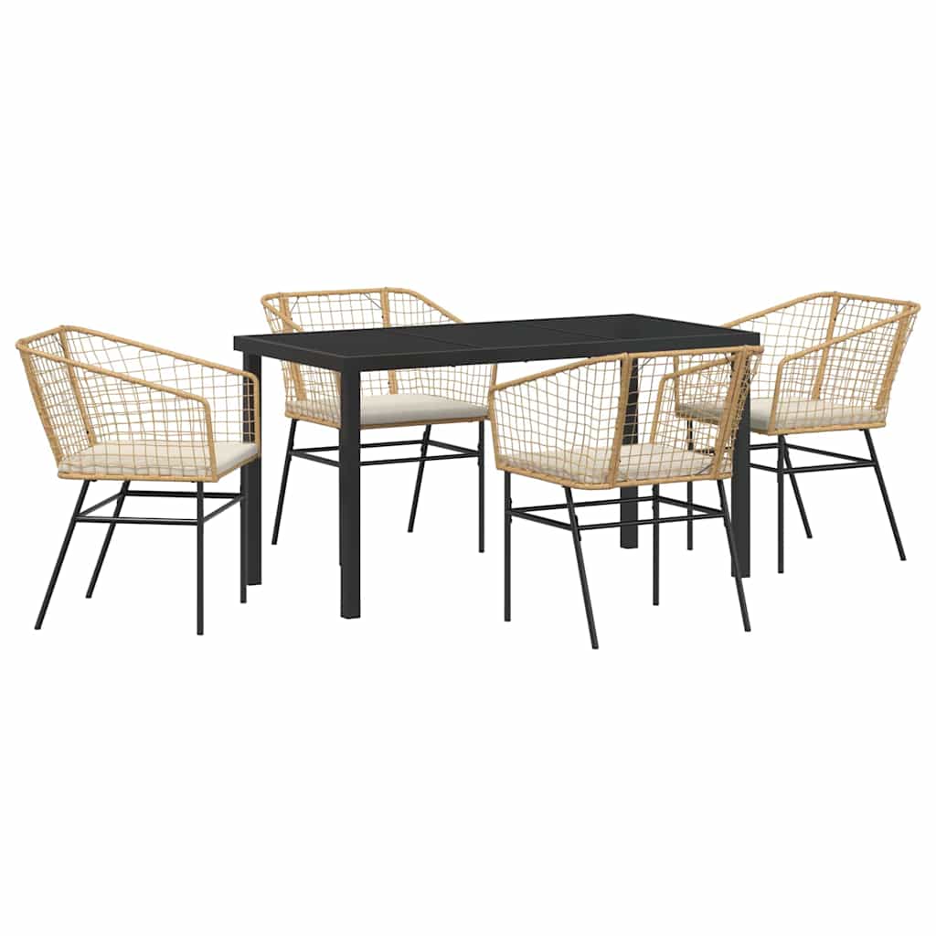 Kert étkező szett 5 pcs Barna polirattan