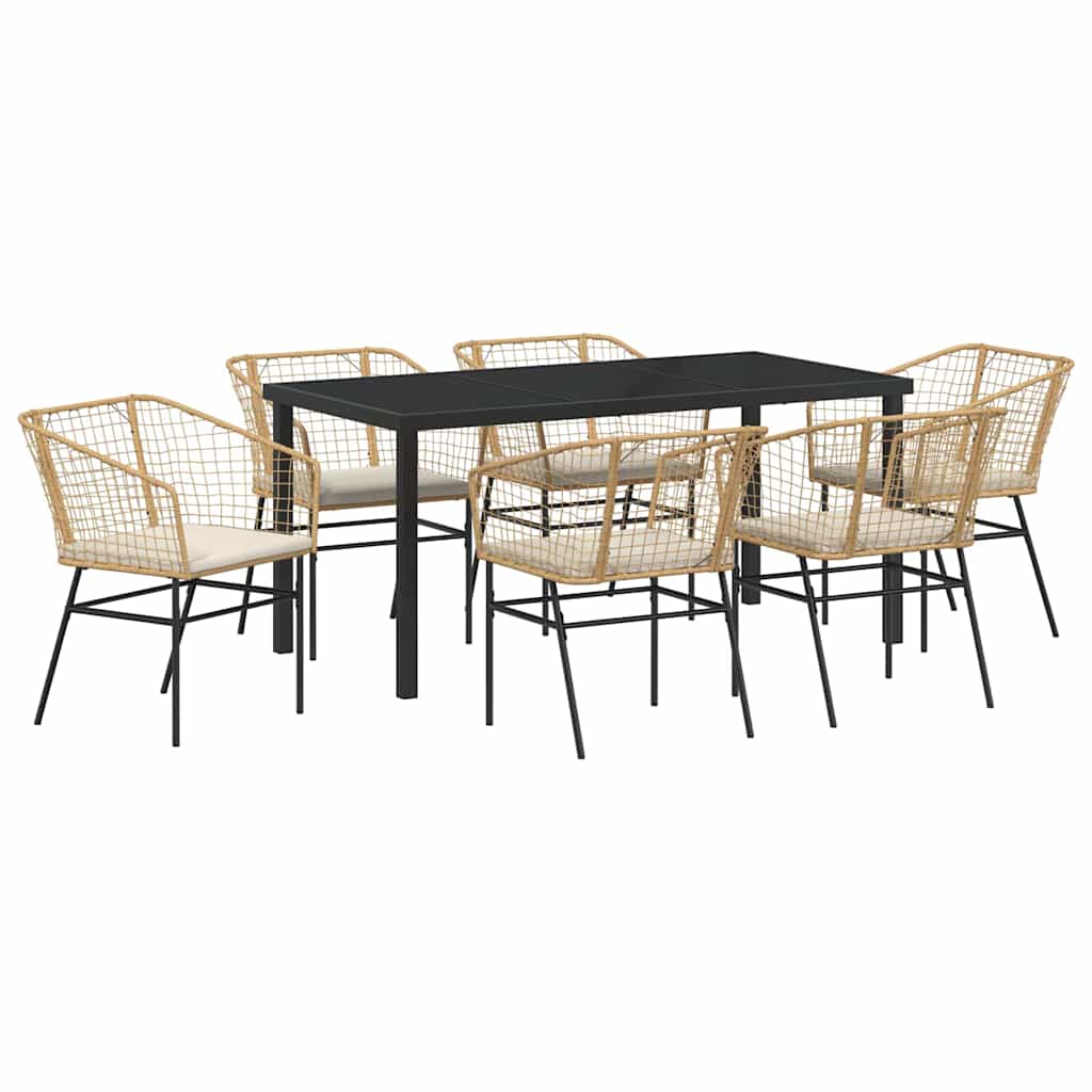Kert étkező szett 7 pcs Barna polirattan